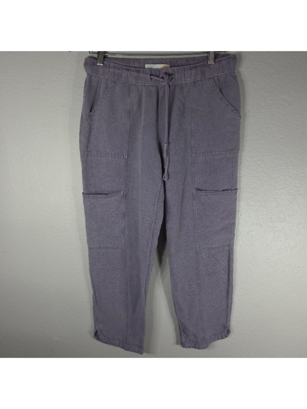 C&C California Purple Linen Lyocell Jogger Cargo Pants Womens Sz S Mauve Pocket